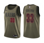 Men's Nike Portland Trail Blazers #33 Zach Collins Swingman Green Salute to Service NBA Jersey