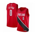 Men's Portland Trail Blazers #0 Damian Lillard Authentic Red Finished Basketball Jersey - Statement Edition