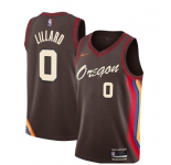 Men's Portland Trail Blazers #0 Damian Lillard Authentic coffee Basketball Jersey 2020-2021 City Edition