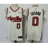 Men's Portland Trail Blazers #0 Damian Lillard Cream 2020 City Edition NBA Swingman Jersey With The Sponsor Logo