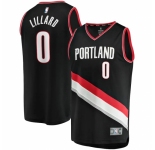 Men's Portland Trail Blazers #0 Damian Lillard Fanatics Branded Black 2020-21 Fast Break Replica Jersey