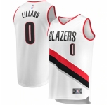 Men's Portland Trail Blazers #0 Damian Lillard Fanatics Branded White 2020-21 Fast Break Replica Jersey