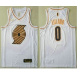 Men's Portland Trail Blazers #0 Damian Lillard White Golden Nike Swingman Stitched NBA Jersey