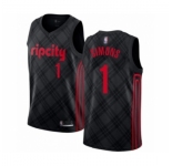 Men's Portland Trail Blazers #1 Anfernee Simons Authentic Black Basketball Jersey - City Edition