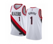 Men's Portland Trail Blazers #1 Anfernee Simons Authentic White Basketball Jersey - Association Edition