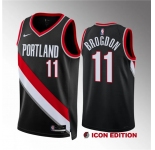 Men's Portland Trail Blazers #11 Malcolm Brogdon Black Icon Edition Stitched Basketball Jersey