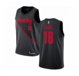 Men's Portland Trail Blazers #16 Pau Gasol Authentic Black Basketball Jersey 2018-19 City Edition