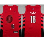 Men's Portland Trail Blazers #16 Yang Hansen Red Statement Edition Stitched Basketball Jersey