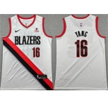 Men's Portland Trail Blazers #16 Yang Hansen White Association Edition Stitched Basketball Jersey