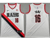 Men's Portland Trail Blazers #16 Yang Hansen White Association Edition Stitched Basketball Jersey