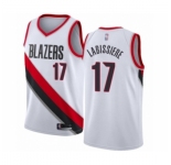 Men's Portland Trail Blazers #17 Skal Labissiere Authentic White Basketball Jersey - Association Edition