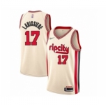 Men's Portland Trail Blazers #17 Skal Labissiere Swingman Cream Basketball Jersey 2019-20 City Edition