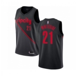Men's Portland Trail Blazers #21 Hassan Whiteside Authentic Black Basketball Jersey - 2018 19 City Edition