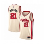 Men's Portland Trail Blazers #21 Hassan Whiteside Swingman Cream Basketball Jersey 2019-20 City Edition