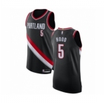 Men's Portland Trail Blazers #5 Rodney Hood Authentic Black Basketball Jersey - Icon Edition