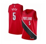 Men's Portland Trail Blazers #5 Rodney Hood Authentic Red Finished Basketball Jersey - Statement Edition