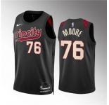 Men's Portland Trail Blazers #76 Taze Moore Black 2023-24 City Edition Stitched Basketball Jersey