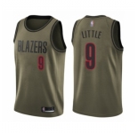 Men's Portland Trail Blazers #9 Nassir Little Swingman Green Salute to Service Basketball Jersey