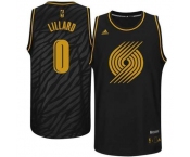 nba portland trailblazers #0 damian lillard black[gold lettering fashion]