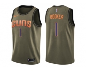 Men Nike Phoenix Suns #1 Devin Booker Green Salute to Service NBA Swingman Jersey