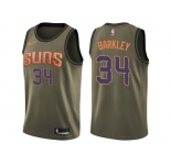 Men Nike Phoenix Suns #34 Charles Barkley Green Salute to Service NBA Swingman Jerse