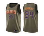 Men Nike Phoenix Suns #34 Charles Barkley Green Salute to Service NBA Swingman Jerse