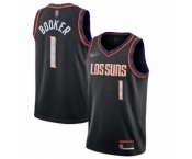 Men's Phoenix Suns #1 Devin Booker Authentic Black Basketball Jersey 2019-20 City Edition