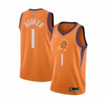 Men's Phoenix Suns #1 Devin Booker Authentic Orange Finished Basketball Jersey - Statement Edition