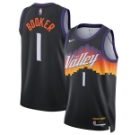 Men's Phoenix Suns #1 Devin Booker Black 2025-26 City Edition Stitched Basketball Jersey