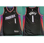 Men's Phoenix Suns #1 Devin Booker Black 2025 Statement Edition Stitched Basketball Jersey1
