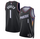 Men's Phoenix Suns #1 Devin Booker Black 2025 Statement Edition Stitched Basketball Jersey