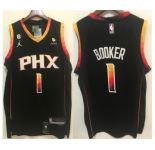 Men's Phoenix Suns #1 Devin Booker Black Stitched Basketball Jersey