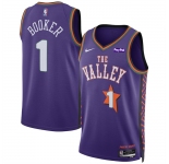 Men's Phoenix Suns #1 Devin Booker Purple 2024-25 City Edition Stitched Basketball Jersey