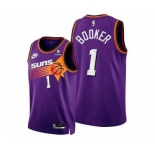 Men's Phoenix Suns #1 Devin Booker Purple Stitched Jersey