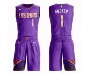Men's Phoenix Suns #1 Devin Booker Swingman Purple Basketball Suit Jersey - City Edition
