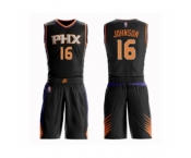 Men's Phoenix Suns #16 Tyler Johnson Swingman Black Basketball Suit Jersey - Statement Edition