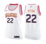 Women's Nike Phoenix Suns #22 Deandre Ayton Swingman White Pink Fashion NBA Jersey