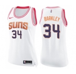 Women's Nike Phoenix Suns #34 Charles Barkley Swingman White Pink Fashion NBA Jersey