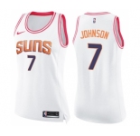 Women's Nike Phoenix Suns #7 Kevin Johnson Swingman White Pink Fashion NBA Jersey