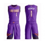 Women's Phoenix Suns #1 Devin Booker Swingman Purple Basketball Suit Jersey - City Edition