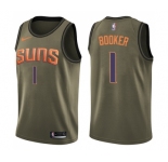Youth Nike Phoenix Suns #1 Devin Booker Swingman Green Salute to Service NBA Jersey