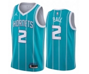 Men Charlotte Hornets #2 Ball Swingman Light blue Stripe NBA Jersey 2020-2021 City Edition