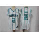 Men Charlotte Hornets #2 Ball Swingman White Stripe  NBA Jersey 2020-2021 City Edition