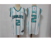 Men Charlotte Hornets #2 Ball Swingman White Stripe  NBA Jersey 2020-2021 City Edition