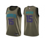 Men Nike Charlotte Hornets #15 Kemba Walker Green Salute to Service NBA Swingman Jersey