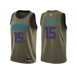Men Nike Charlotte Hornets #15 Percy Miller Green Salute to Service NBA Swingman Jerse