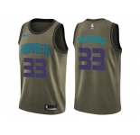 Men Nike Charlotte Hornets #33 Alonzo Mourning Green Salute to Service NBA Swingman Jersey