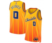 Men's Charlotte Hornets #0 Miles Bridges Gold 2025-26 City Edition Swingman Stitched Jersey