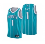 Men's Charlotte Hornets #1 LaMelo Ball 2022-23 Icon Edition No.6 Patch Stitched Basketball Jersey