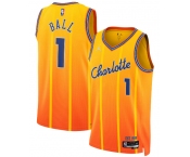 Men's Charlotte Hornets #1 LaMelo Ball Gold 2025-26 City Edition Swingman Stitched Jersey